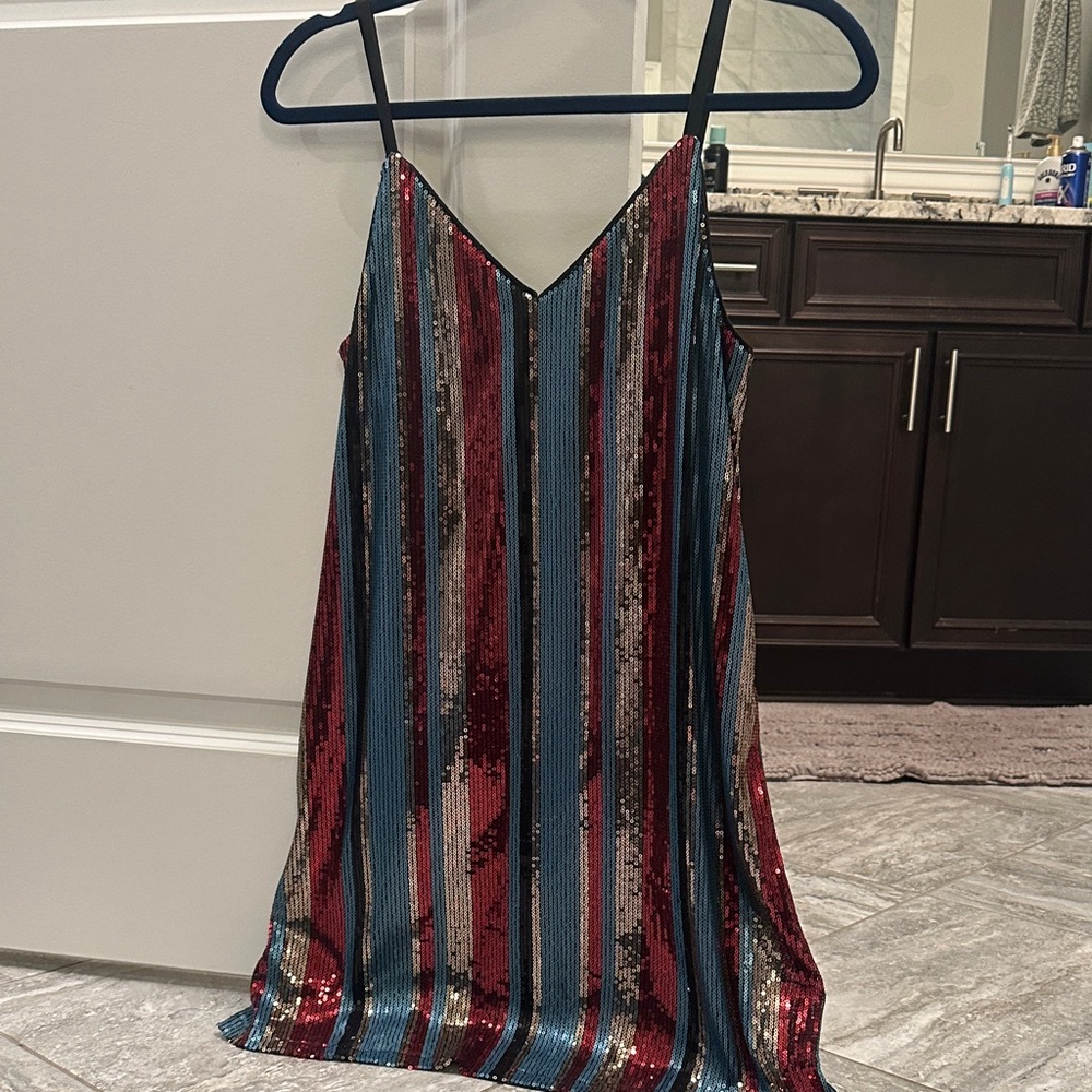 Striped Sequin Dress S